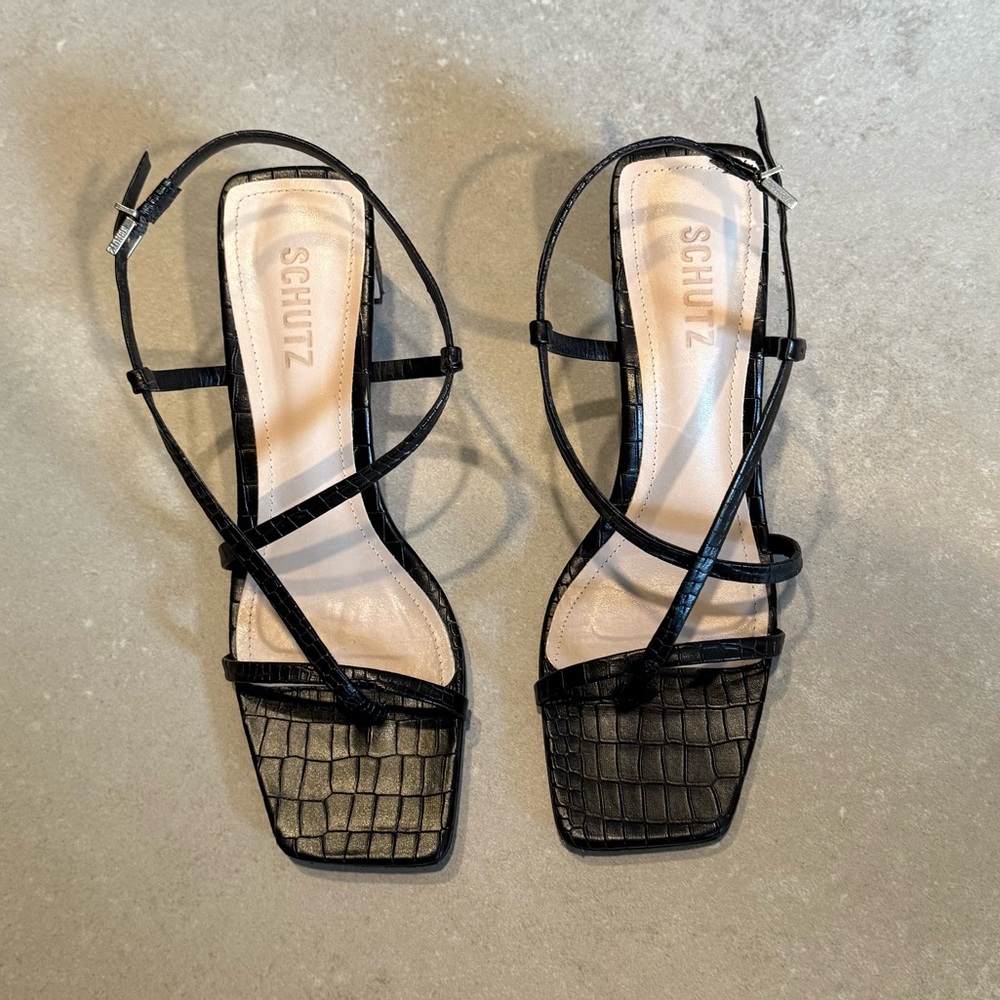 SCHUTZ Black Strappy Sandals